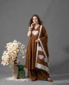 K 1207 By Naisha Roman Embroidery Kurti With Bottom Dupatta 